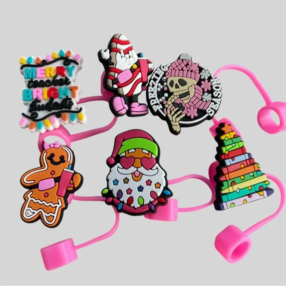 Christmas Straw Toppers Tumbler NEW